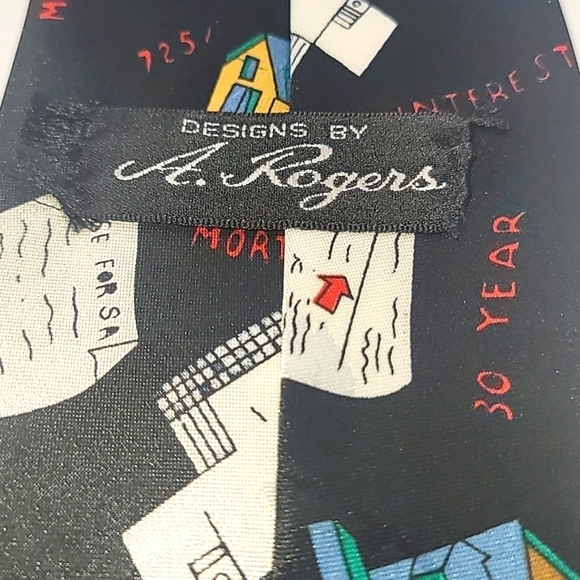 A. ROGERS Black White Statement  Tie - Picture 3 of 3